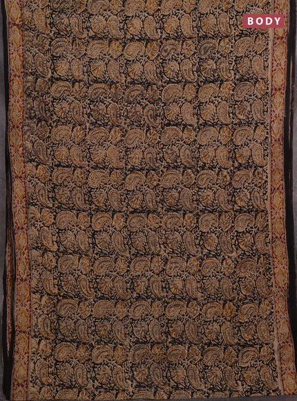 Grey & Maroon Kalamkari Cotton Saree