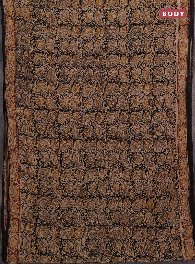 Grey & Maroon Kalamkari Cotton Saree