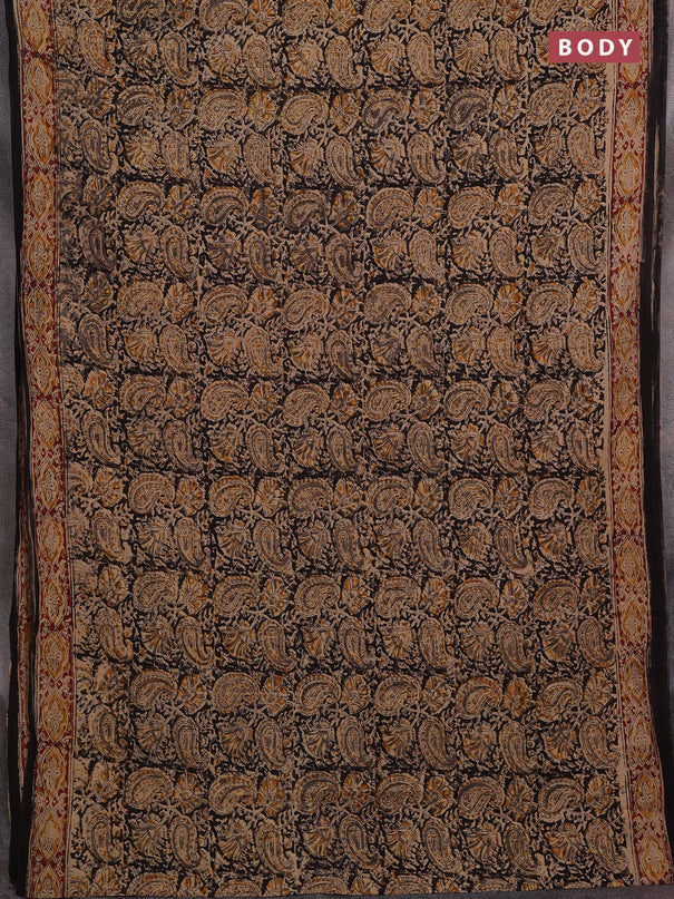 Grey & Maroon Kalamkari Cotton Saree