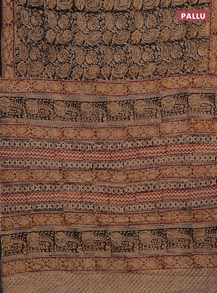 Grey & Maroon Kalamkari Cotton Saree