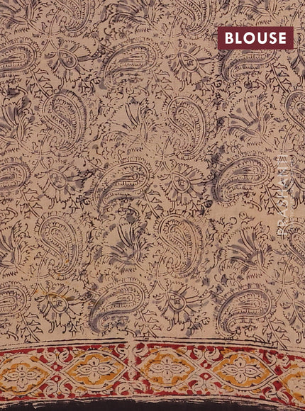 Grey & Maroon Kalamkari Cotton Saree