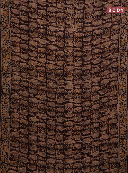 Coffee Brown & Black Kalamkari Cotton Saree