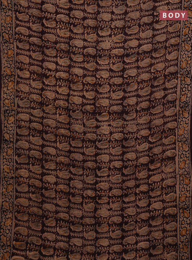 Coffee Brown & Black Kalamkari Cotton Saree