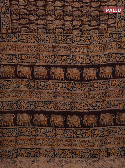 Coffee Brown & Black Kalamkari Cotton Saree
