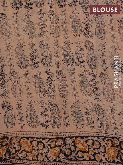 Coffee Brown & Black Kalamkari Cotton Saree