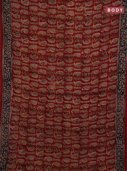 Maroon & Black Kalamkari Cotton Saree
