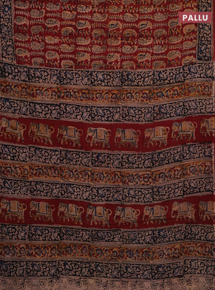Maroon & Black Kalamkari Cotton Saree