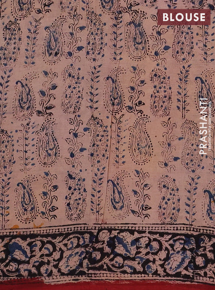 Maroon & Black Kalamkari Cotton Saree