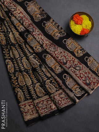 Black & Maroon Kalamkari Cotton Saree