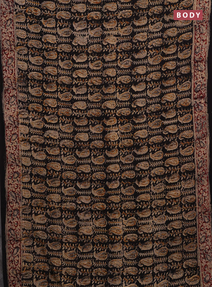 Black & Maroon Kalamkari Cotton Saree