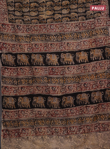 Black & Maroon Kalamkari Cotton Saree