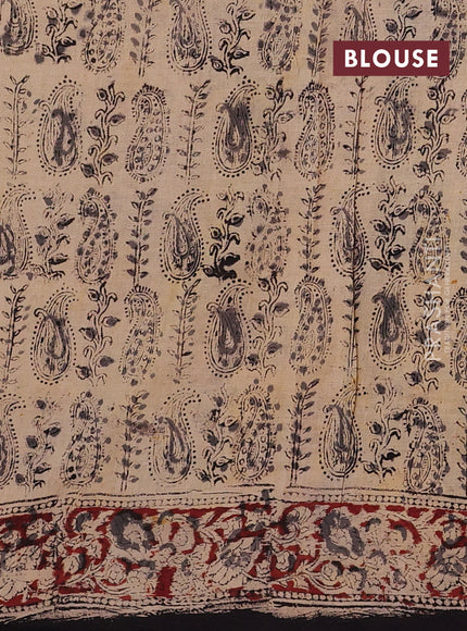Black & Maroon Kalamkari Cotton Saree