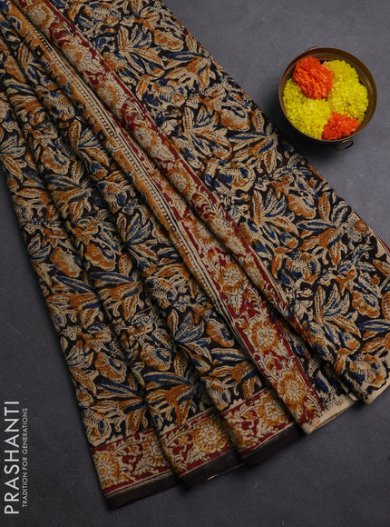 Blue & Maroon Kalamkari Cotton Saree