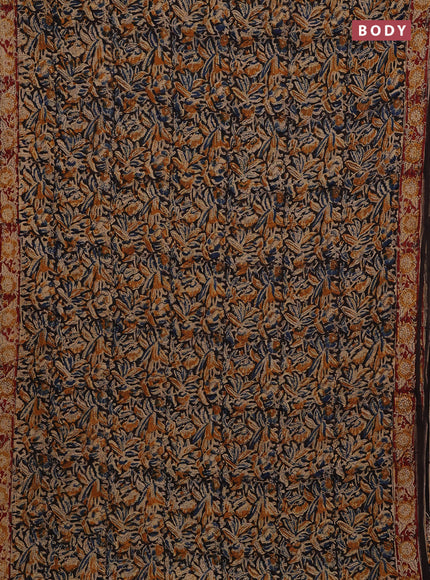 Blue & Maroon Kalamkari Cotton Saree