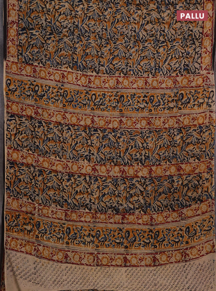 Blue & Maroon Kalamkari Cotton Saree