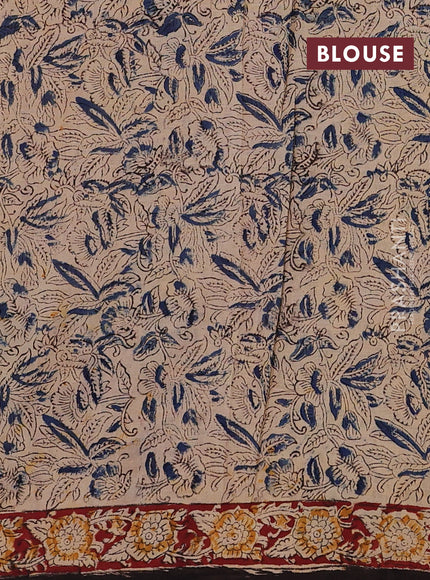 Blue & Maroon Kalamkari Cotton Saree