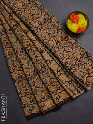 Coffee Brown & Black Kalamkari Cotton Saree