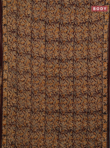 Coffee Brown & Black Kalamkari Cotton Saree