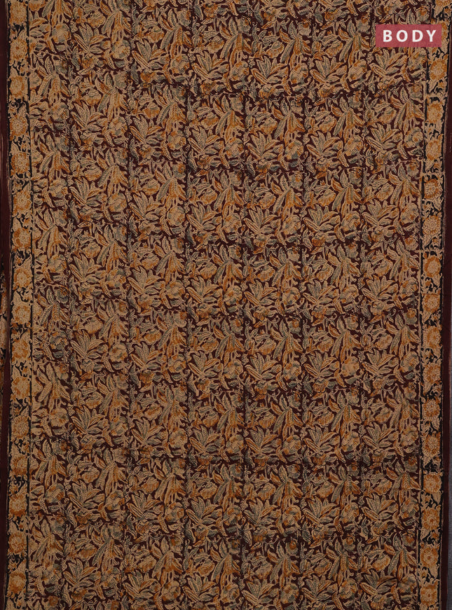 Coffee Brown & Black Kalamkari Cotton Saree