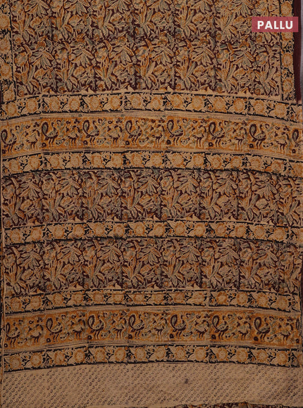 Coffee Brown & Black Kalamkari Cotton Saree
