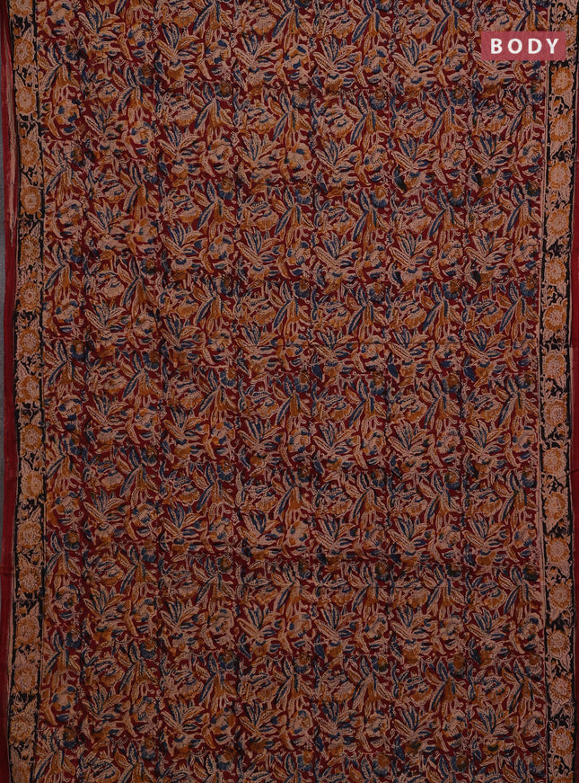 Maroon & Black Kalamkari Cotton Saree