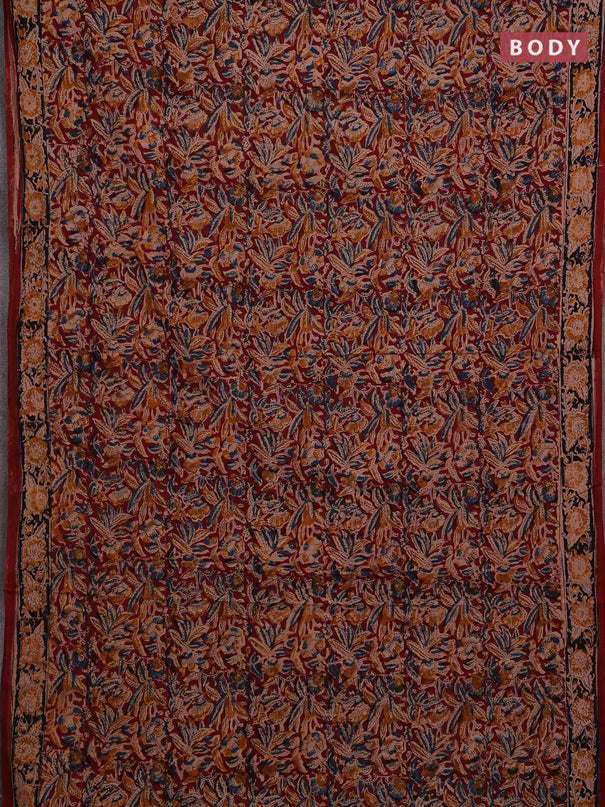 Maroon & Black Kalamkari Cotton Saree