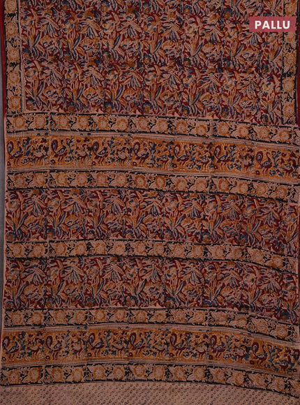 Maroon & Black Kalamkari Cotton Saree
