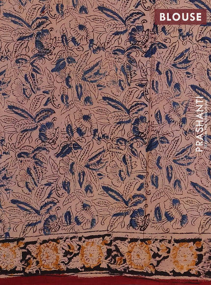 Maroon & Black Kalamkari Cotton Saree