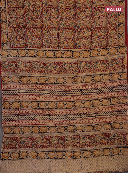 Maroon & Black Kalamkari Cotton Saree
