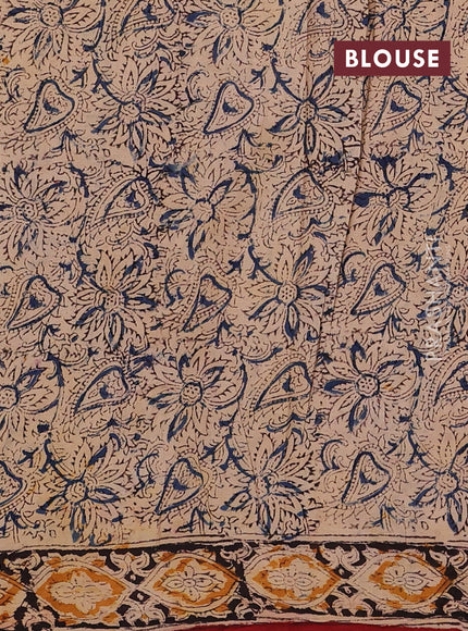 Maroon & Black Kalamkari Cotton Saree
