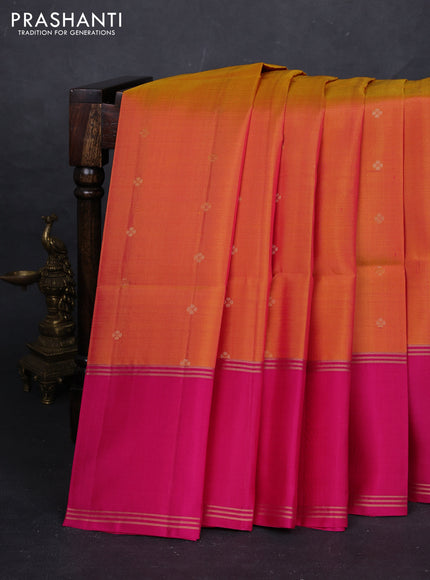 Sunset Orange & Pink Pure Soft Silk Saree - Buttas