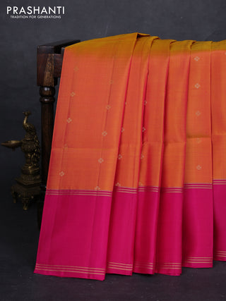 Sunset Orange & Pink Pure Soft Silk Saree - Buttas