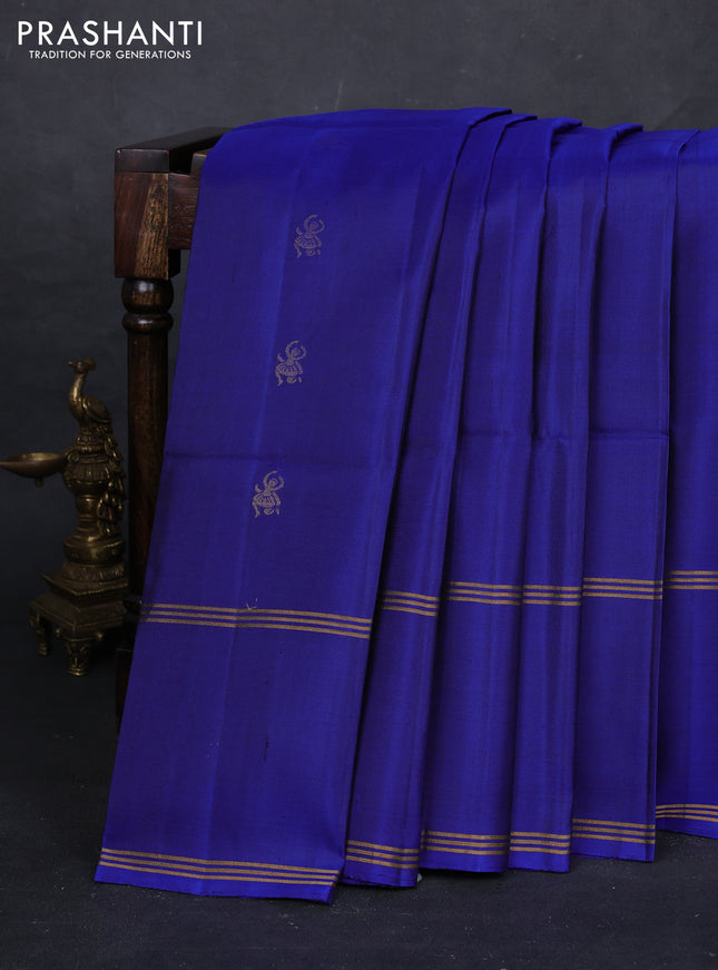 Blue Pure Soft Silk Saree - Buttas