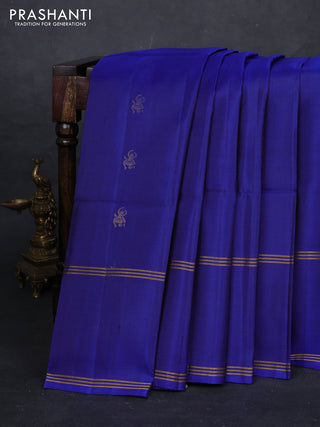Blue Pure Soft Silk Saree - Buttas