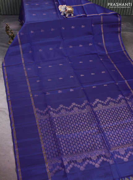 Blue Pure Soft Silk Saree - Buttas