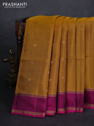 Mustard Yellow & Pink Pure Soft Silk Saree - Buttas