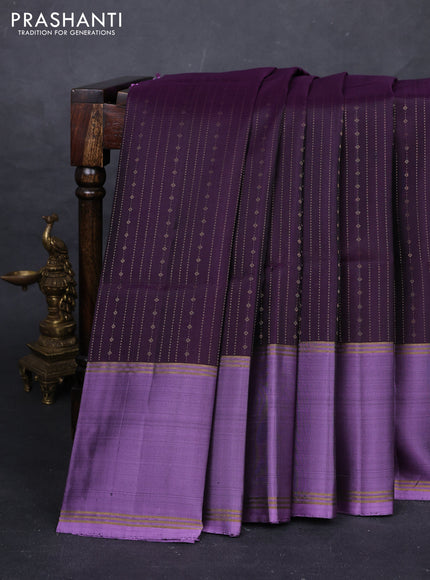 Purple & Lavender Pure Soft Silk Saree - Buttas