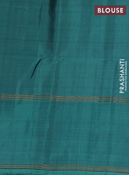Violet & Teal Blue Pure Soft Silk Saree - Buttas
