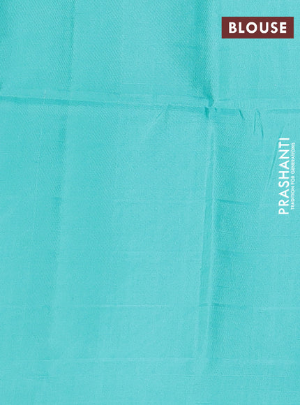 Navy Blue & Teal Blue Pure Soft Silk Saree - Buttas