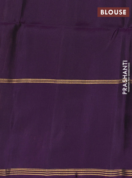 Mustard Yellow & Violet Pure Soft Silk Saree - Buttas