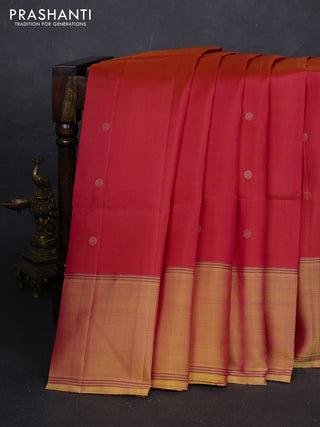 Red & Yellow Pure Soft Silk Saree - Buttas