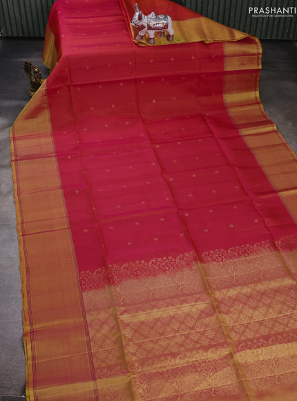 Red & Yellow Pure Soft Silk Saree - Buttas