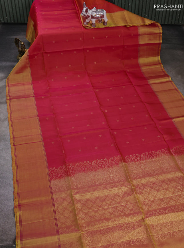 Red & Yellow Pure Soft Silk Saree - Buttas