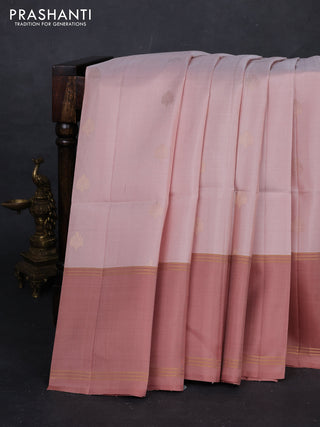 Pastel Peach & Peach Pure Soft Silk Saree - Buttas