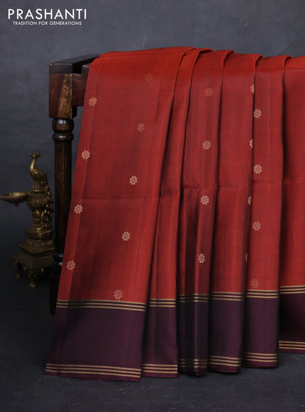 Rust & Marron Pure Soft Silk Saree - Buttas
