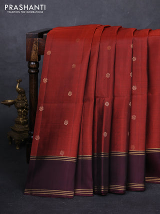 Rust & Marron Pure Soft Silk Saree - Buttas