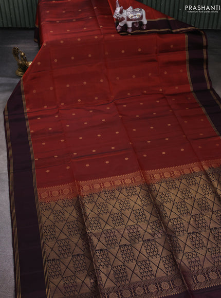 Rust & Marron Pure Soft Silk Saree - Buttas