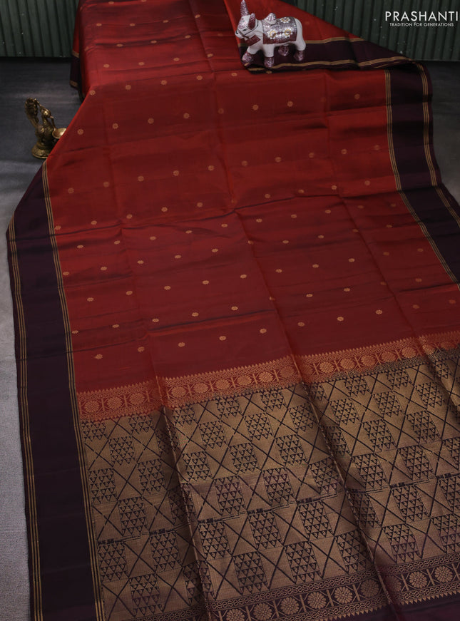 Rust & Marron Pure Soft Silk Saree - Buttas