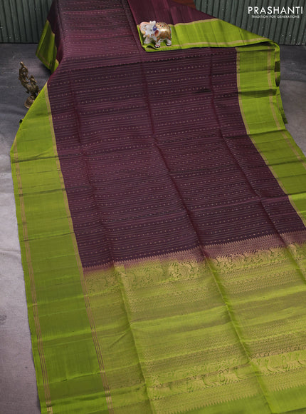 Coffee Brown & Green Pure Soft Silk Saree - Buttas