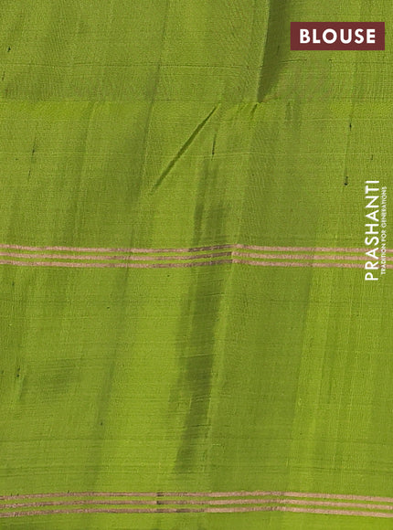 Coffee Brown & Green Pure Soft Silk Saree - Buttas